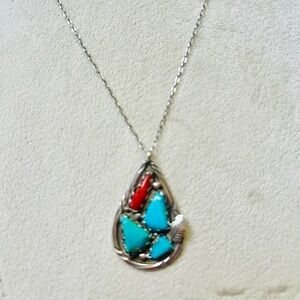 Cheama vintage Turquoise Teardrop Pendant Necklace